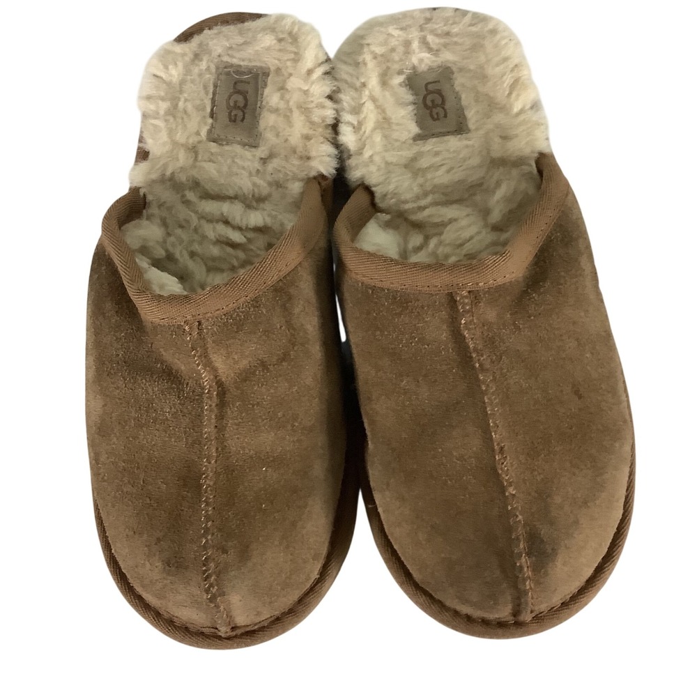 UGG Scuffette II Chestnut Brown Suede Shearling Lined Slippers House‎ Shoes
